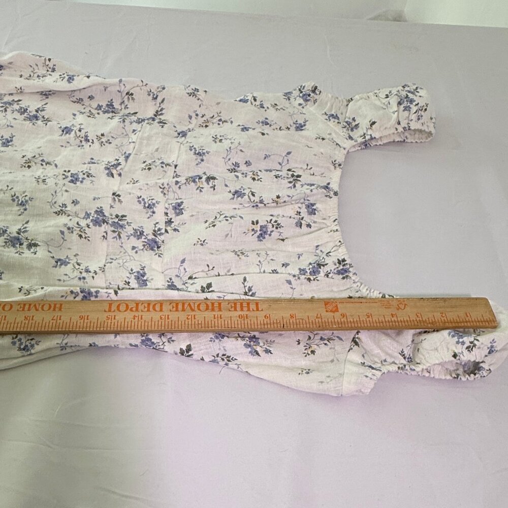 Reformation Floral Midi Dress Blue White Square Neck Wide Strap Medium - Picture 7 of 11